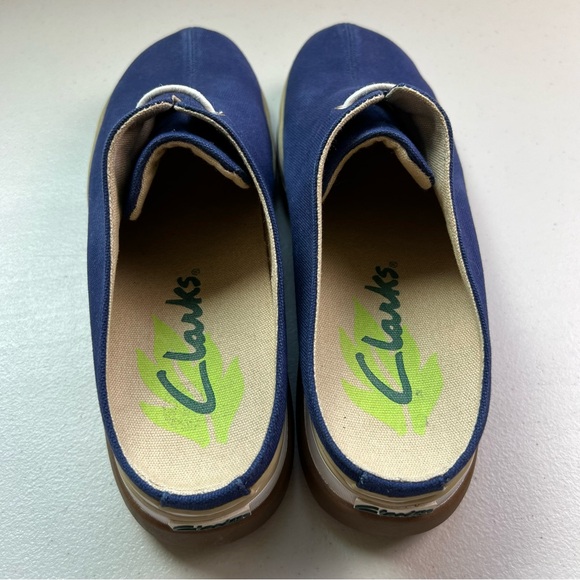 Clarks Navy Blue Canvas Mules Size 8 - Picture 7 of 9